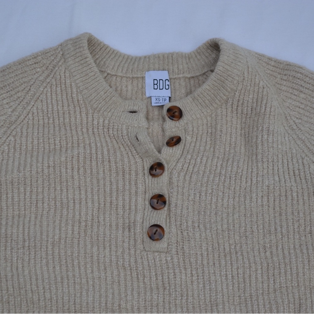 Beige button sweater